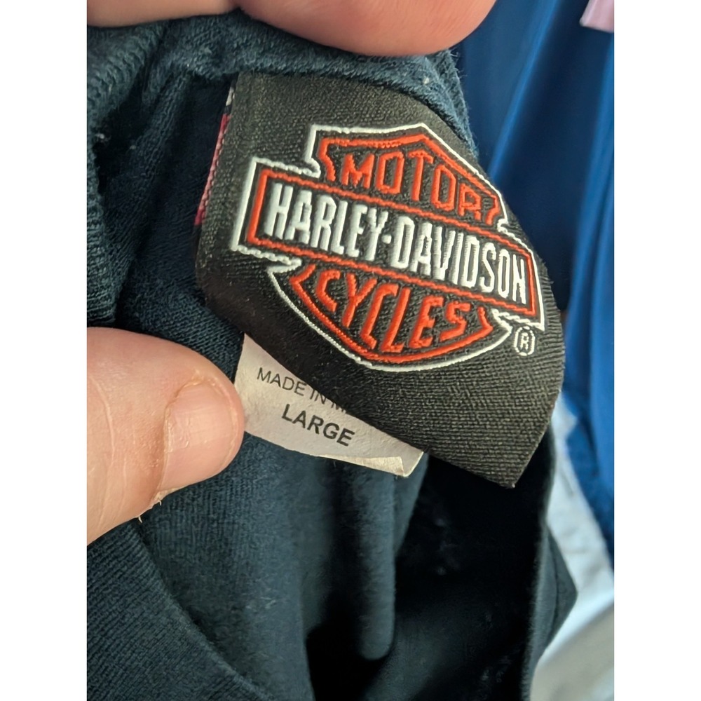 Harley Davidson‎ Mens Large Blue 2016 Long Sleeve Tee With Back Graphic - Picture 6 of 8